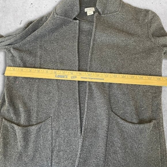 J.Crew Cardigan Sweater Open Front Lightweight Patch Pockets Grey Women's Small - Picture 5 of 8